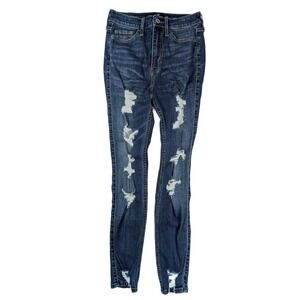 Hollister Distressed Stretch Mid Rise Skinny Fit Jeans Girl's‎ Size 1S / 25x28
